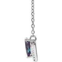 14K White Lab-Created Alexandrite & .06 CTW Diamond 18" Necklace