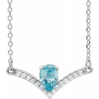 14K White Blue Zircon & .06 CTW Diamond 18" Necklace 1