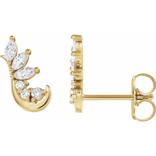 14K Yellow 1/4 CTW Diamond Earring Climbers 1