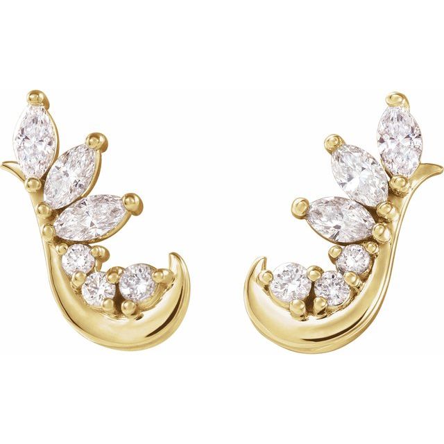 14K Yellow 1/4 CTW Diamond Earring Climbers 2