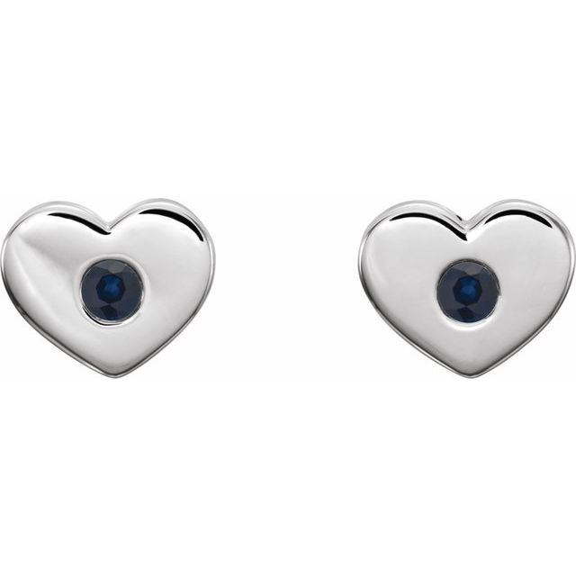 Sterling Silver Blue Sapphire Heart Earrings 2