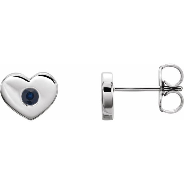 Sterling Silver Blue Sapphire Heart Earrings 1
