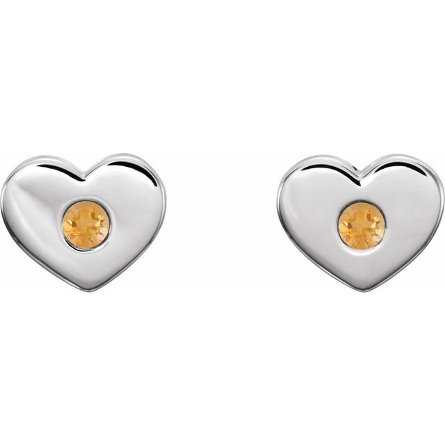 Sterling Silver Citrine Heart Earrings 2
