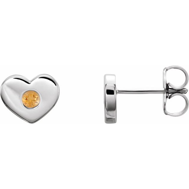 Sterling Silver Citrine Heart Earrings 1