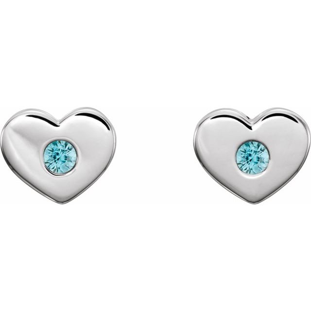 Sterling Silver Blue Zircon Heart Earrings 2