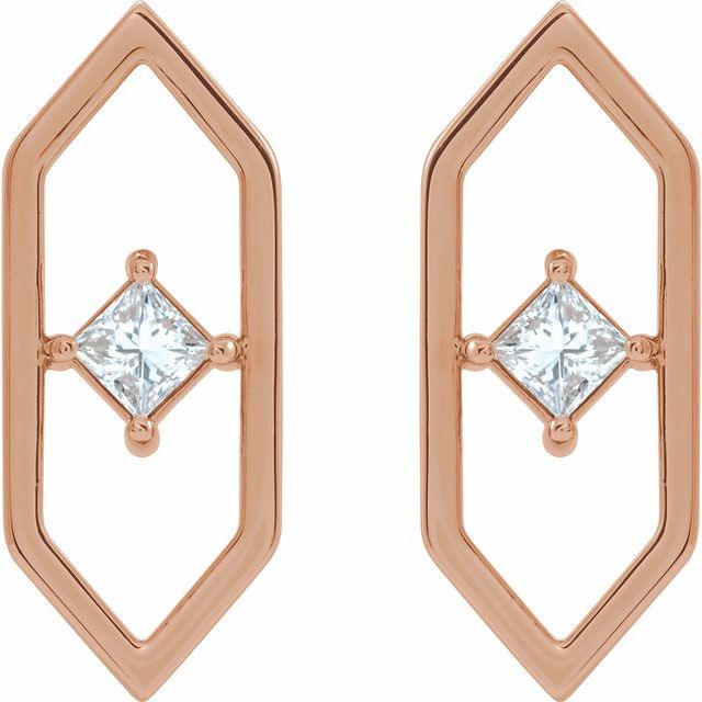 14K Rose 1/3 CTW Diamond Geometric Earrings 2