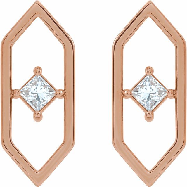 14K Rose 1/3 CTW Diamond Geometric Earrings 2