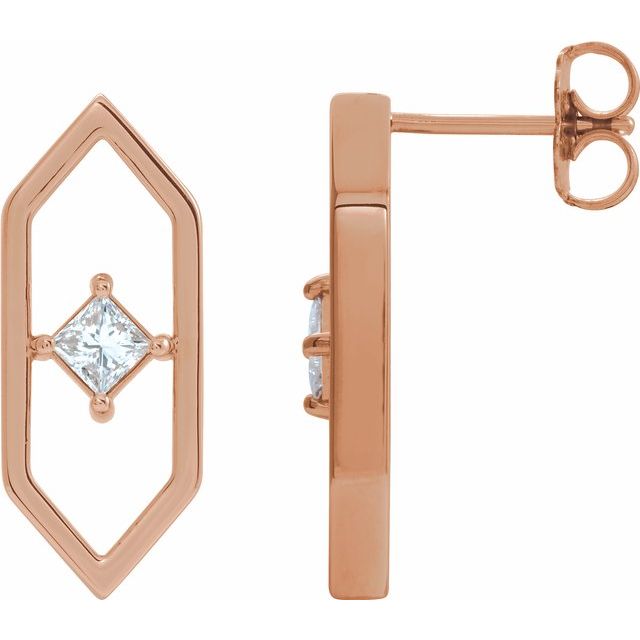 14K Rose 1/3 CTW Diamond Geometric Earrings 1
