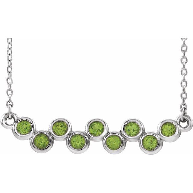 14K White Peridot Bezel-Set Bar 16-18" Necklace 1