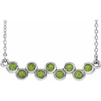 14K White Peridot Bezel-Set Bar 16-18" Necklace 1