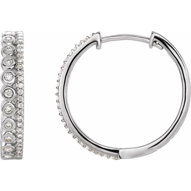 14K White 1/3 CTW Diamond Geometric Hoop Earrings 1