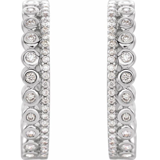 14K White 1/3 CTW Diamond Geometric Hoop Earrings 2