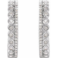 14K White 1/3 CTW Diamond Geometric Hoop Earrings 2