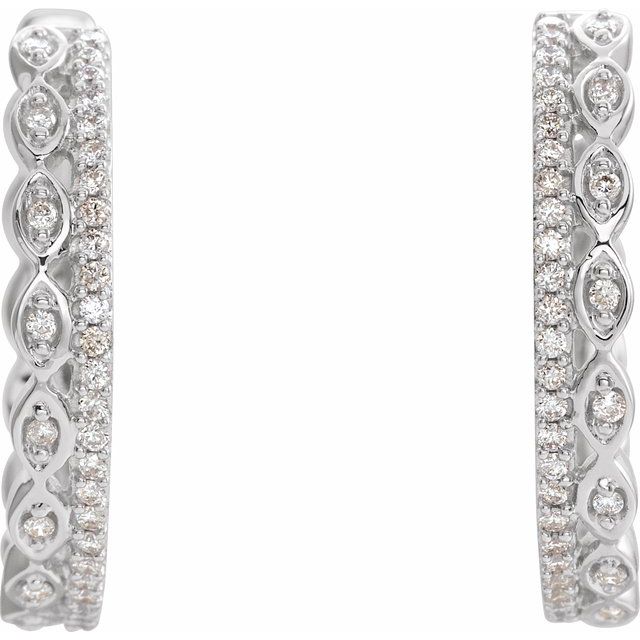 14K White 1/4 CTW Diamond Geometric Hoop Earrings 2