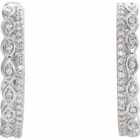 14K White 1/4 CTW Diamond Geometric Hoop Earrings 2