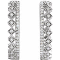 14K White 1/4 CTW Diamond Geometric Hoop Earrings 2