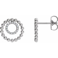 14K White  1/10 CTW Diamond Beaded Circle Earrings 1