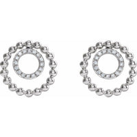 14K White  1/10 CTW Diamond Beaded Circle Earrings 2