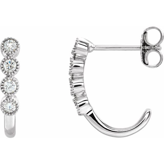 14K White 1/4 CTW Diamond J-Hoop Earrings 1