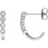 14K White 1/4 CTW Diamond J-Hoop Earrings 1