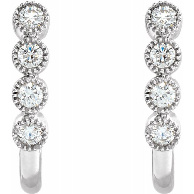 14K White 1/4 CTW Diamond J-Hoop Earrings 2