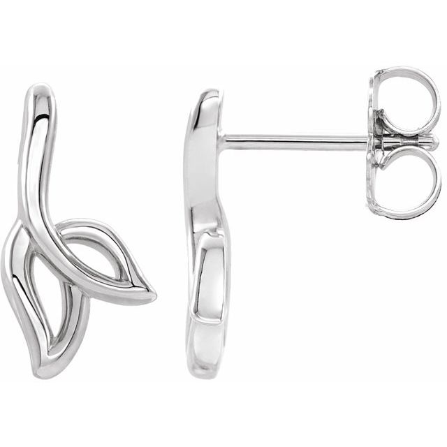 Sterling Silver Freeform Leaf Earrings 1