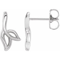 Sterling Silver Freeform Leaf Earrings 1