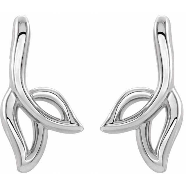 Sterling Silver Freeform Leaf Earrings 2