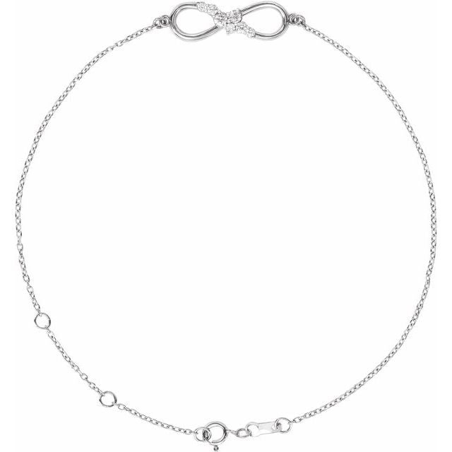 14K White 1/8 CTW Diamond Infinity 6 1/2-7 1/2" Bracelet 1