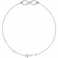 14K White 1/8 CTW Diamond Infinity 6 1/2-7 1/2" Bracelet 1