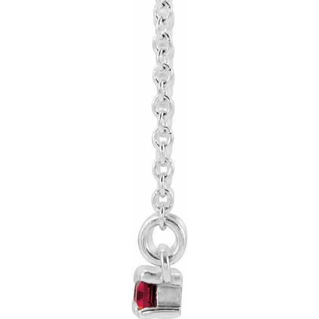 14K White Garnet & 1/5 CTW Diamond Bar 16-18" Necklace 2