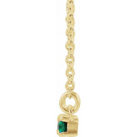 14K Yellow Emerald & 1/5 CTW Diamond Bar 16-18" Necklace 2