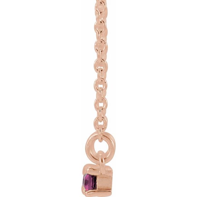14K Rose Pink Tourmaline & 1/5 CTW Diamond Bar 16-18" Necklace 2