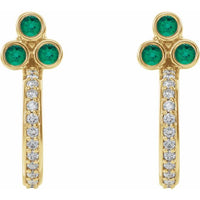 14K Yellow Emerald & 1/4 CTW Diamond J-Hoop Earrings 2
