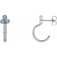14K White Aquamarine & 1/4 CTW Diamond J-Hoop Earrings 1