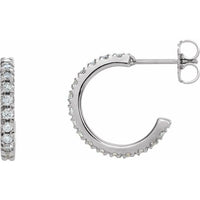 14K White 5/8 CTW Diamond French-Set 15 mm Hoop Earrings 1