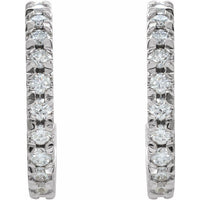 14K White 5/8 CTW Diamond French-Set 15 mm Hoop Earrings 2