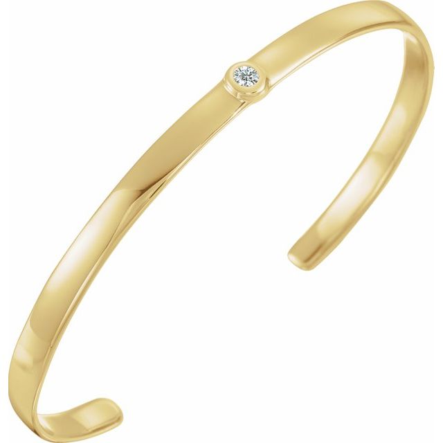 14K Yellow 1/10 CT Diamond Cuff 6" Bracelet 1