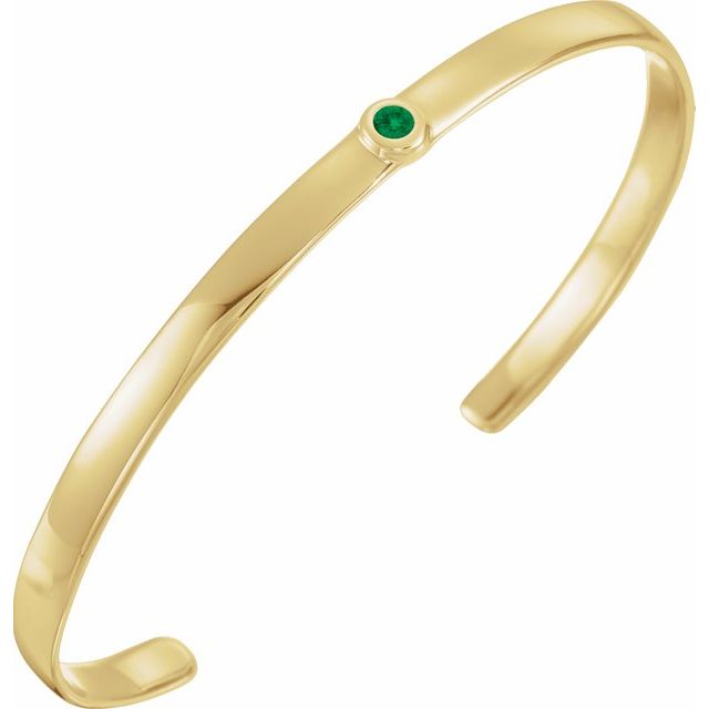 14K Yellow Emerald Cuff 6" Bracelet 1