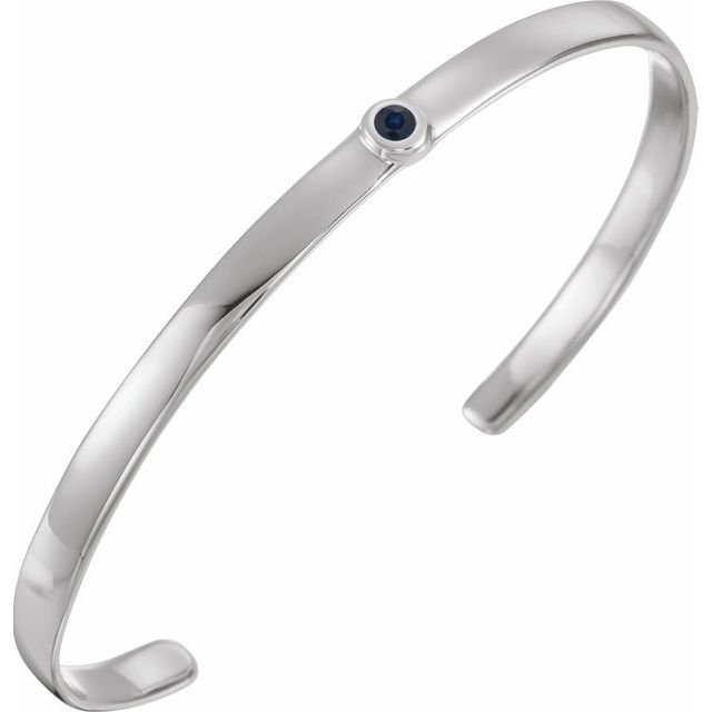 14K White Blue Sapphire Cuff 6" Bracelet 1