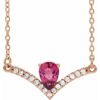 14K Rose Pink Tourmaline & .06 CTW Diamond 18" Necklace 1