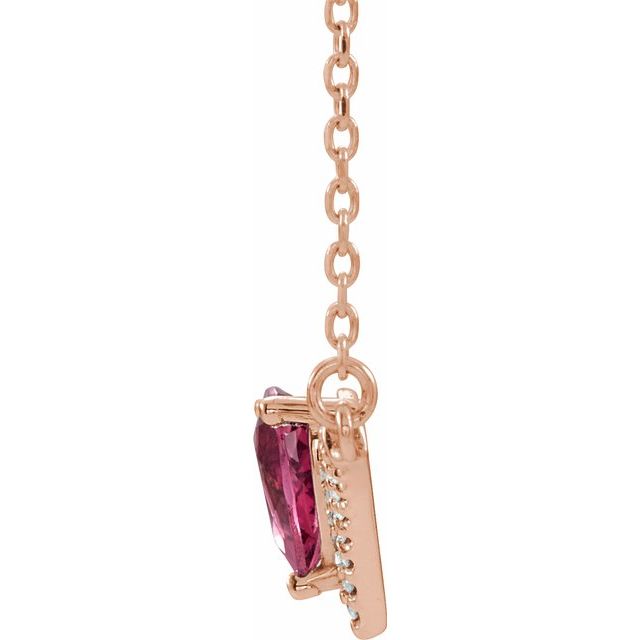 14K Rose Pink Tourmaline & .06 CTW Diamond 18" Necklace 2