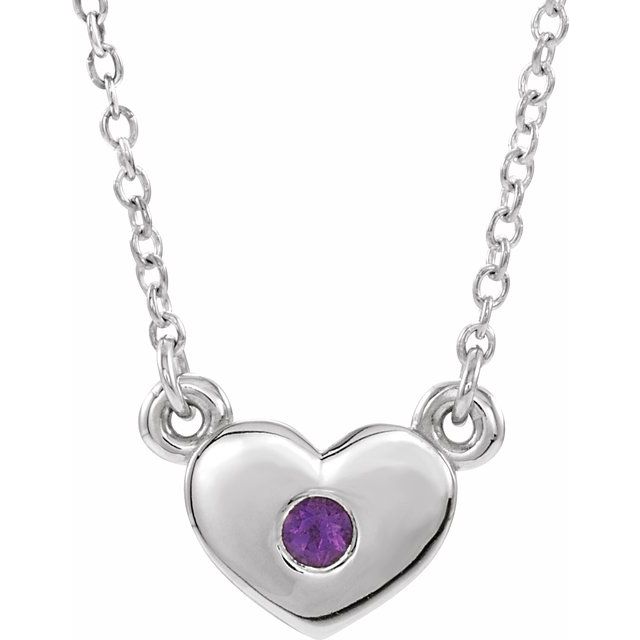 Sterling Silver Amethyst Heart 16" Necklace 1