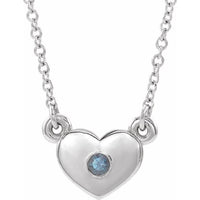 14K White Lab-Created Alexandrite Heart 16" Necklace