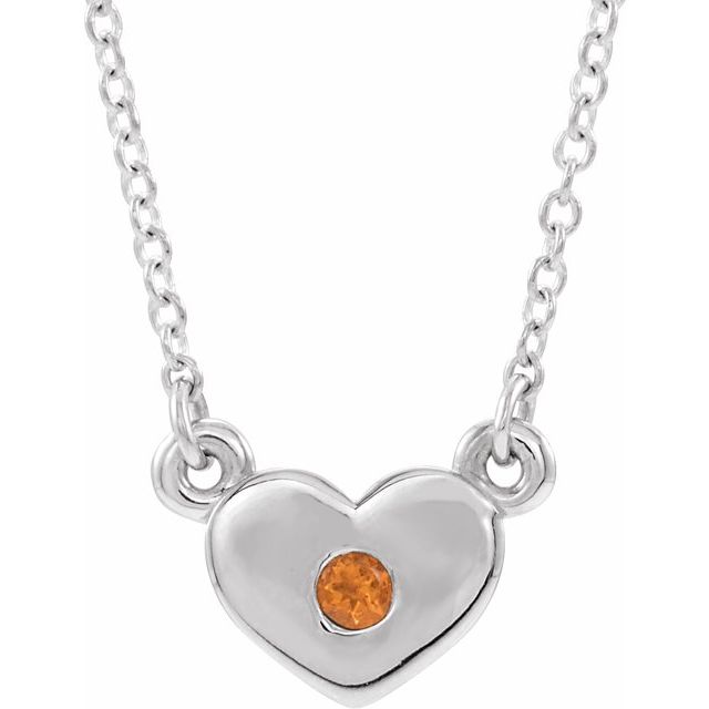 14K White Citrine Heart 16" Necklace 1