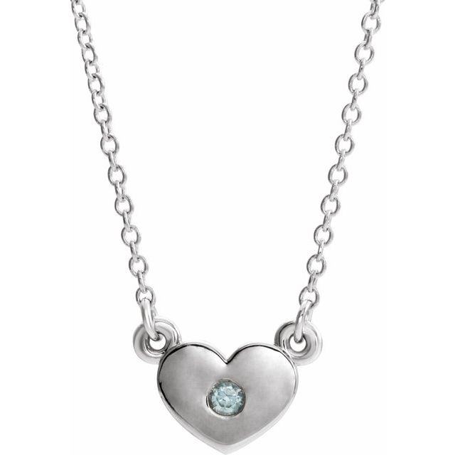 Sterling Silver Blue Zircon Heart 16" Necklace 1