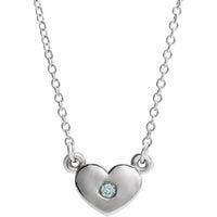 Sterling Silver Blue Zircon Heart 16" Necklace 1