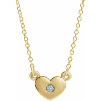 14K Yellow Blue Zircon Heart 16" Necklace 1