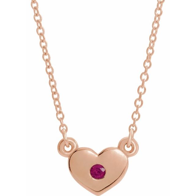 14K Rose Ruby Heart 16" Necklace 1