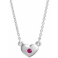 Sterling Silver Ruby Heart 16" Necklace 1